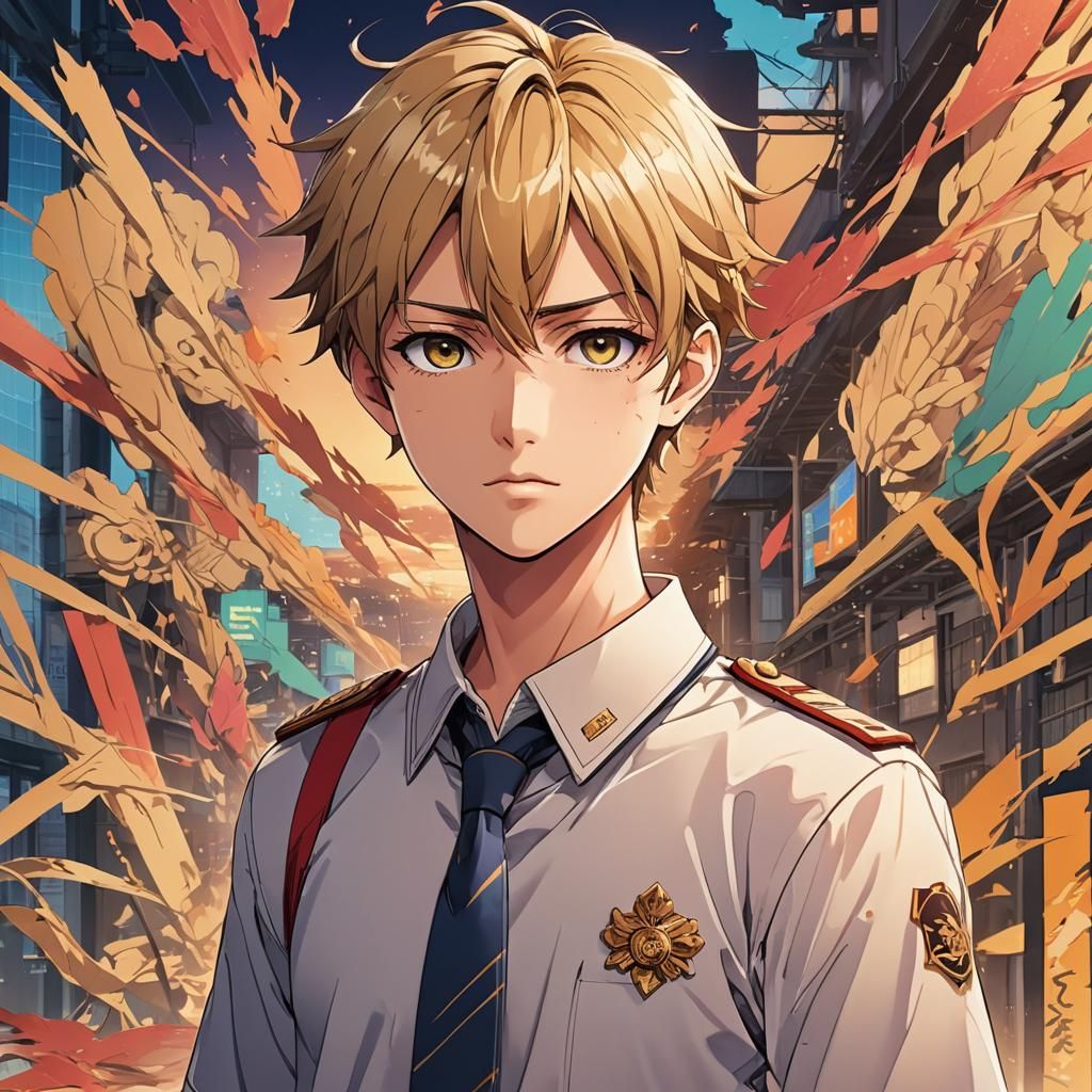 Handsome Boy in Anime Key Visual Style
