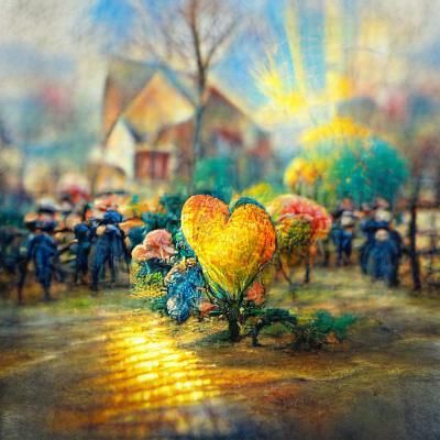 Colorful Renaissance Scene with Bokeh and Sunshine Rays