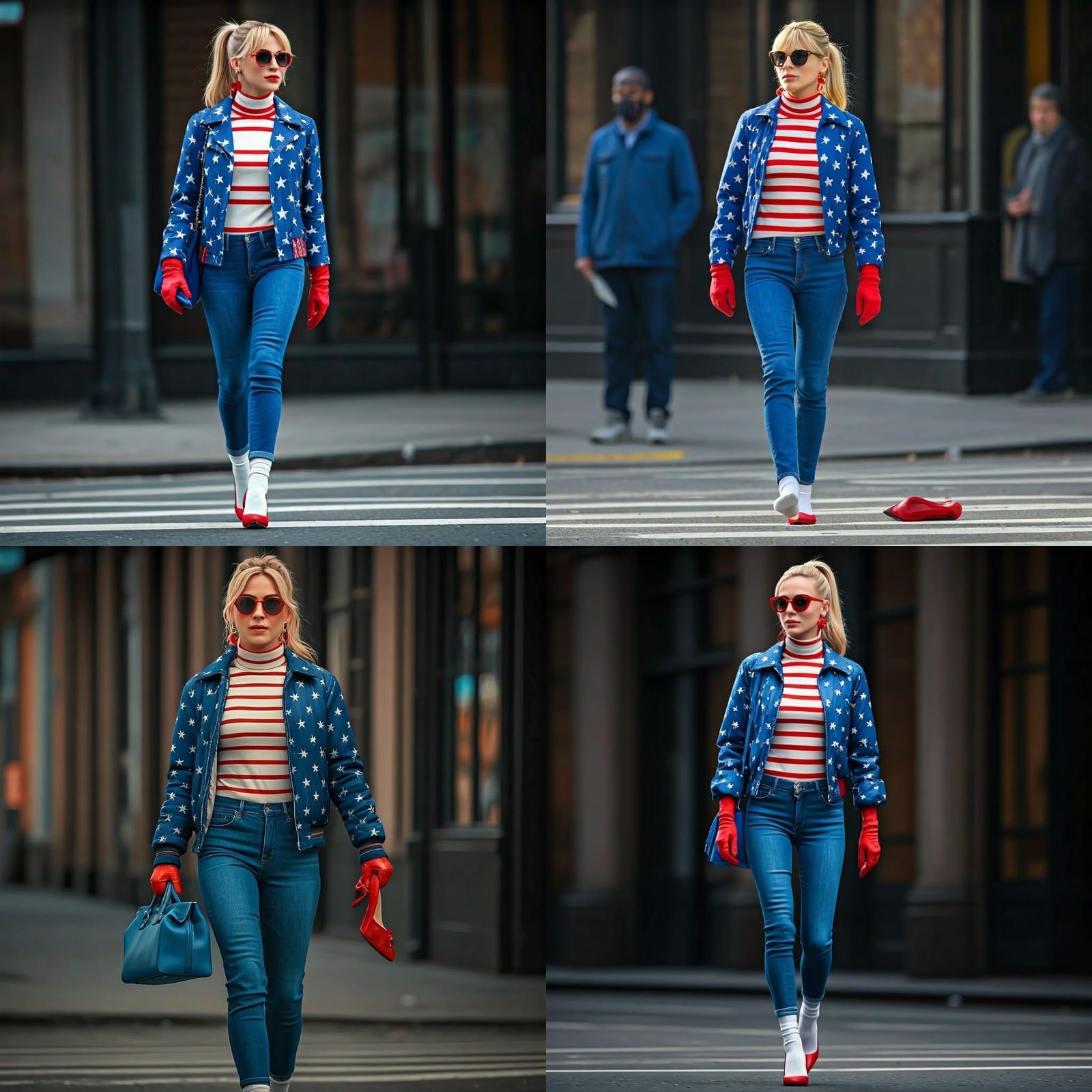 Woman Loses Shoe on City Street: Cinematic Film Still