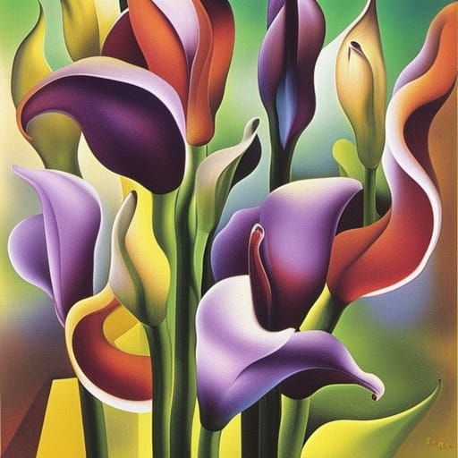 Surreal Purple Calla Lilies in Dali Style