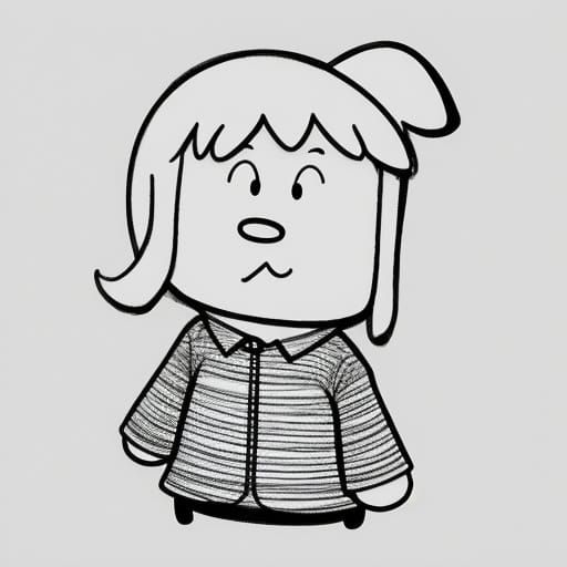 Childhood Memories Line Drawing in Simple Ink Style