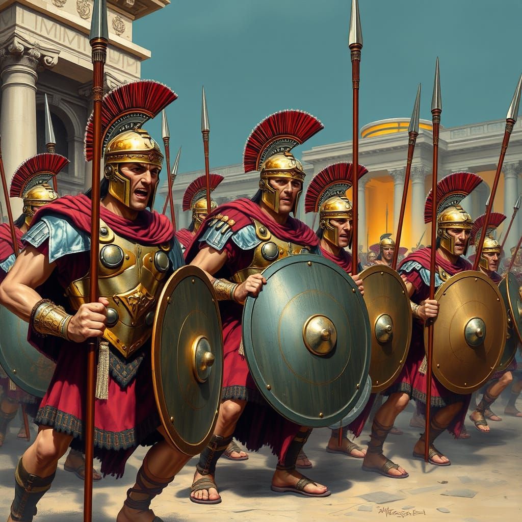 Ancient Roman Warriors in Epic Battle Formation