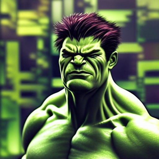 Hyperdetailed Hulk Portrait in Art Nouveau Style