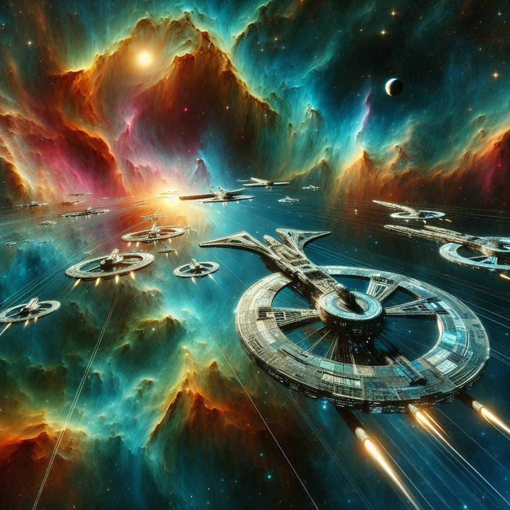 Cosmic Ships of Futuristic Galaxies in Nebula- Rich Formatio...