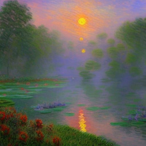 Monet-Style Detailed Matte Painting in Deep Color