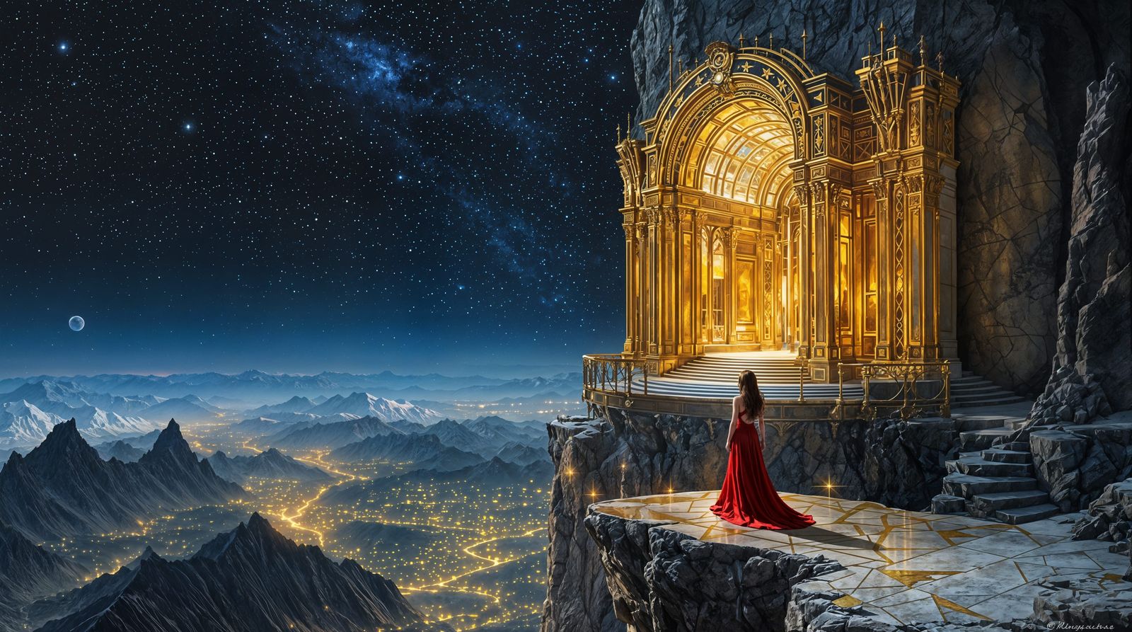 Ethereal Beauty on a Cosmic Cliff