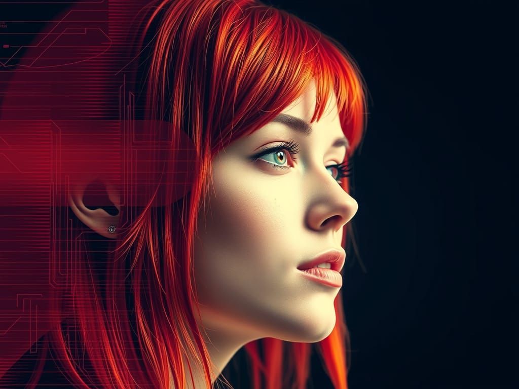 Glitch Art Portrait of Redhead Woman by Sabato Visconti