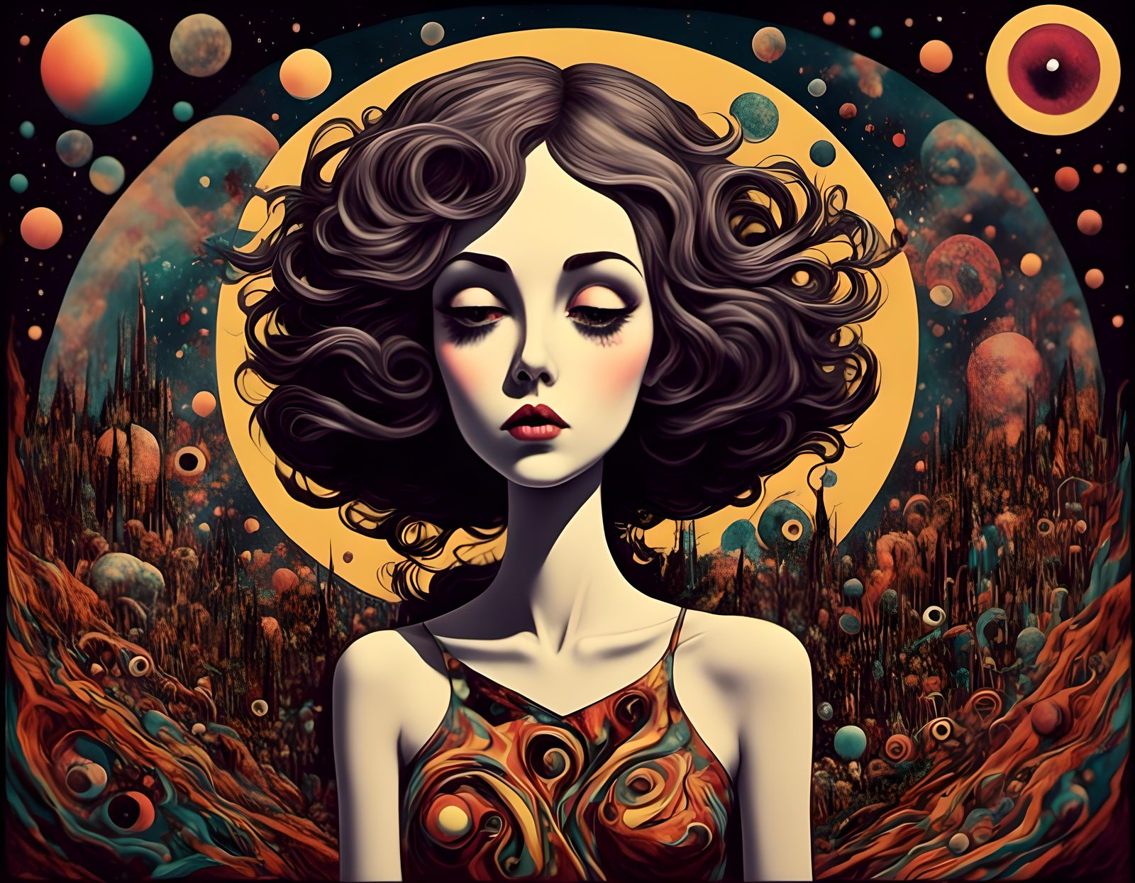 Colorful Surrealism: A Cosmic Retro Twilight