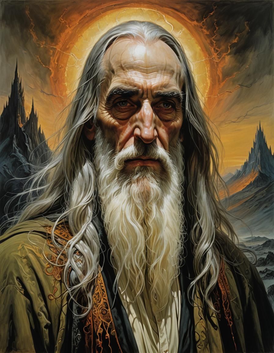 Saruman Portrait in Chiaroscuro Style