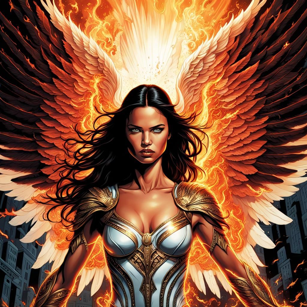 Fiery Angel: Comic Book Illustration in Vibrant Colors