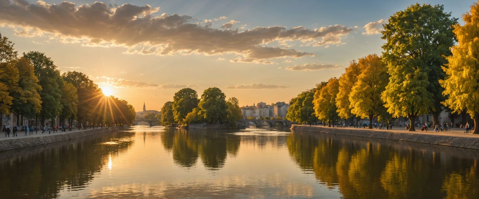 Ethereal Cityscape in Golden Hour