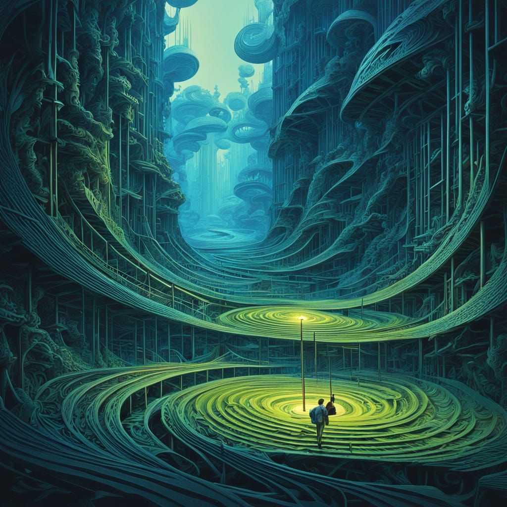 Cosmic Vortex: Electric Blue Fractal Dreamscape