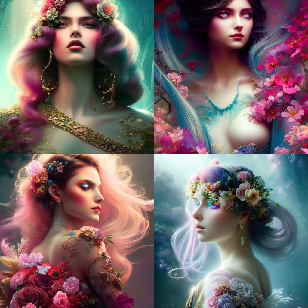 Gorgeous Girl in Rococo Restaurant: Hyperdetailed Surreal Ma...