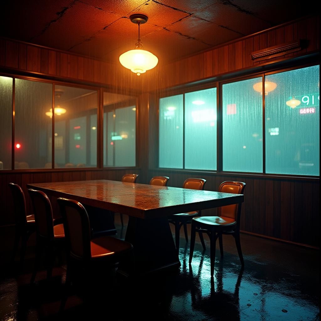 Cyberpunk Japanese Restaurant with Neon Lighting