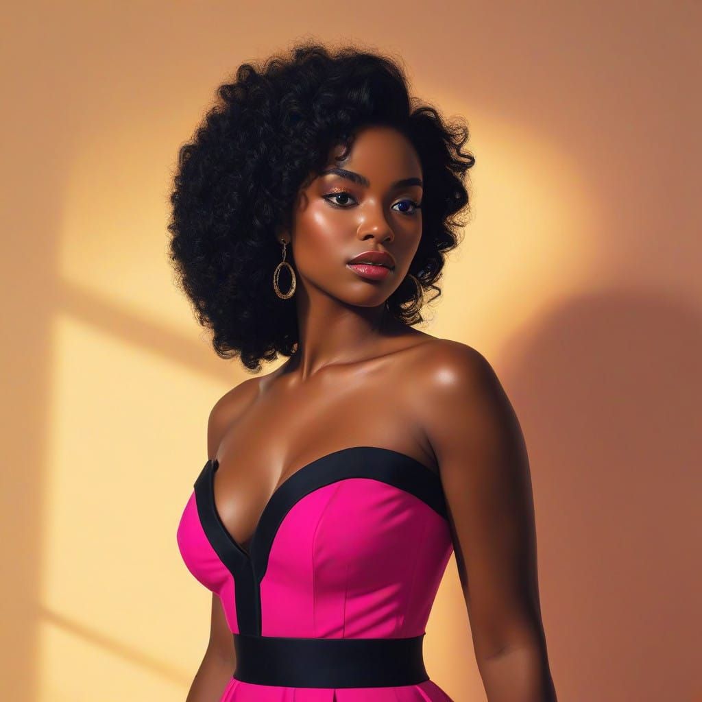 Confident Woman in Vibrant Pink and Black