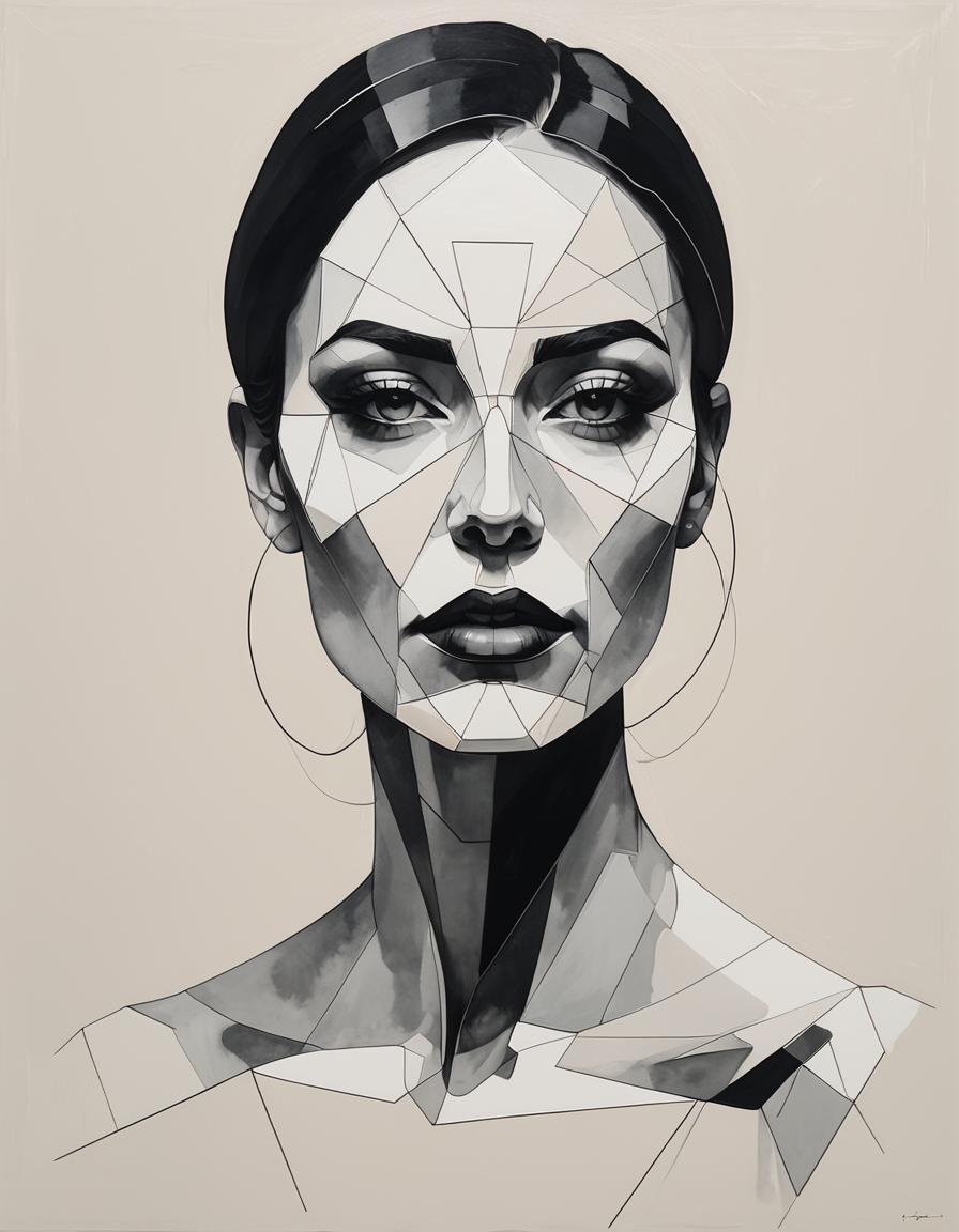 Minimalist Geometric Portrait of a Woman