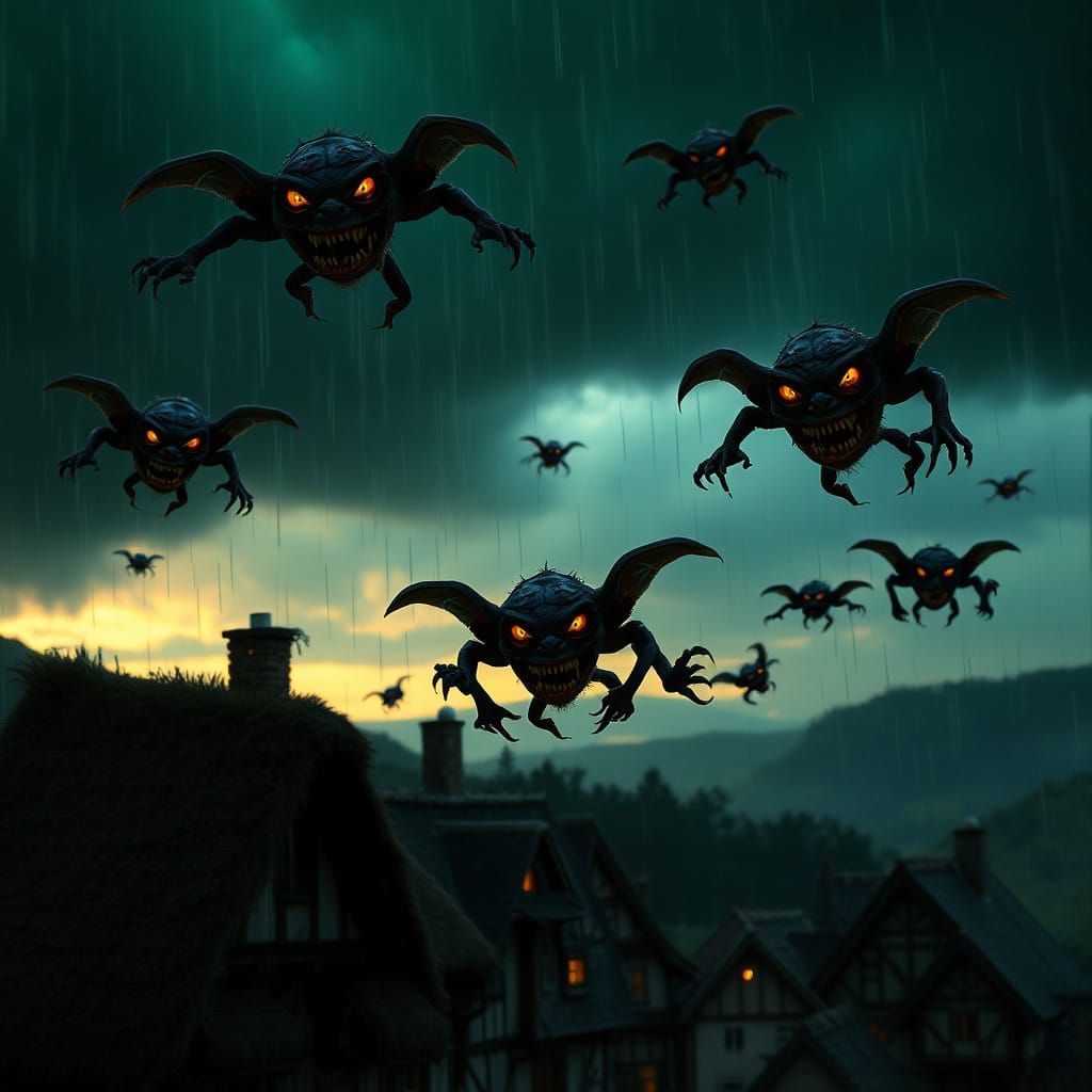 Dark Gremlins Descend upon Quaint Medieval Village in Twilig...