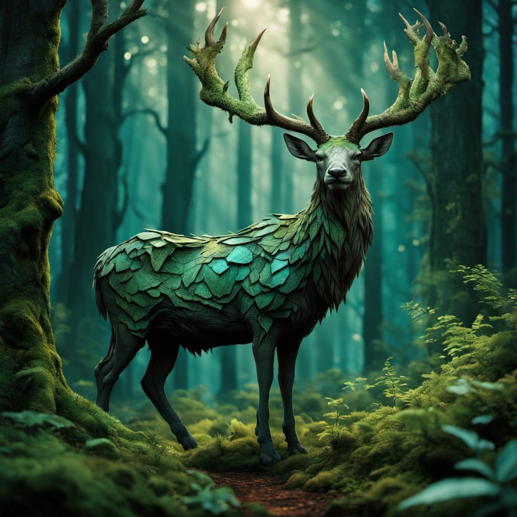 Lyra, the Animal Daughter, in a Forest: Low-Poly Art