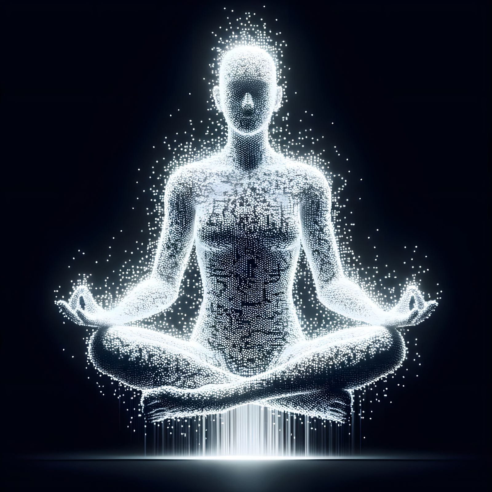 Abstract White Noise Humanoid in Void