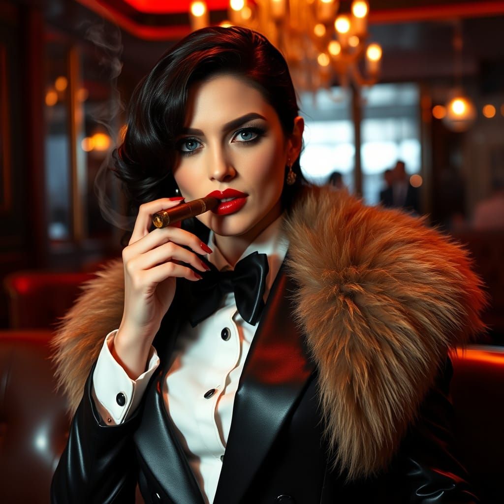 Glamorous Femme Fatale in Cinematic Style
