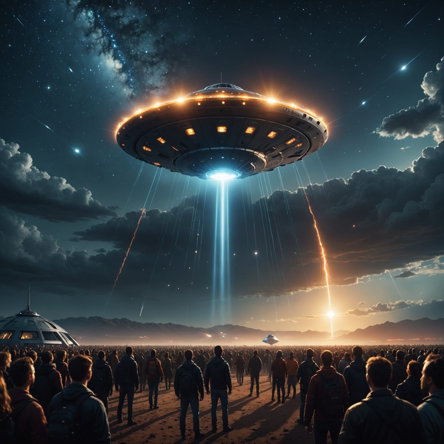 UFO First Contact: Dramatic Sci-Fi Illustration