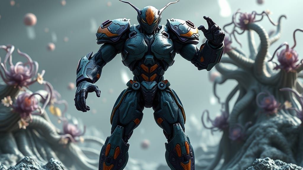 Epic Cybernetic Armor in Alien Ecosystem