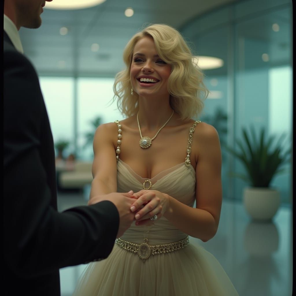 Elegant Moment of Love in a Futuristic Setting