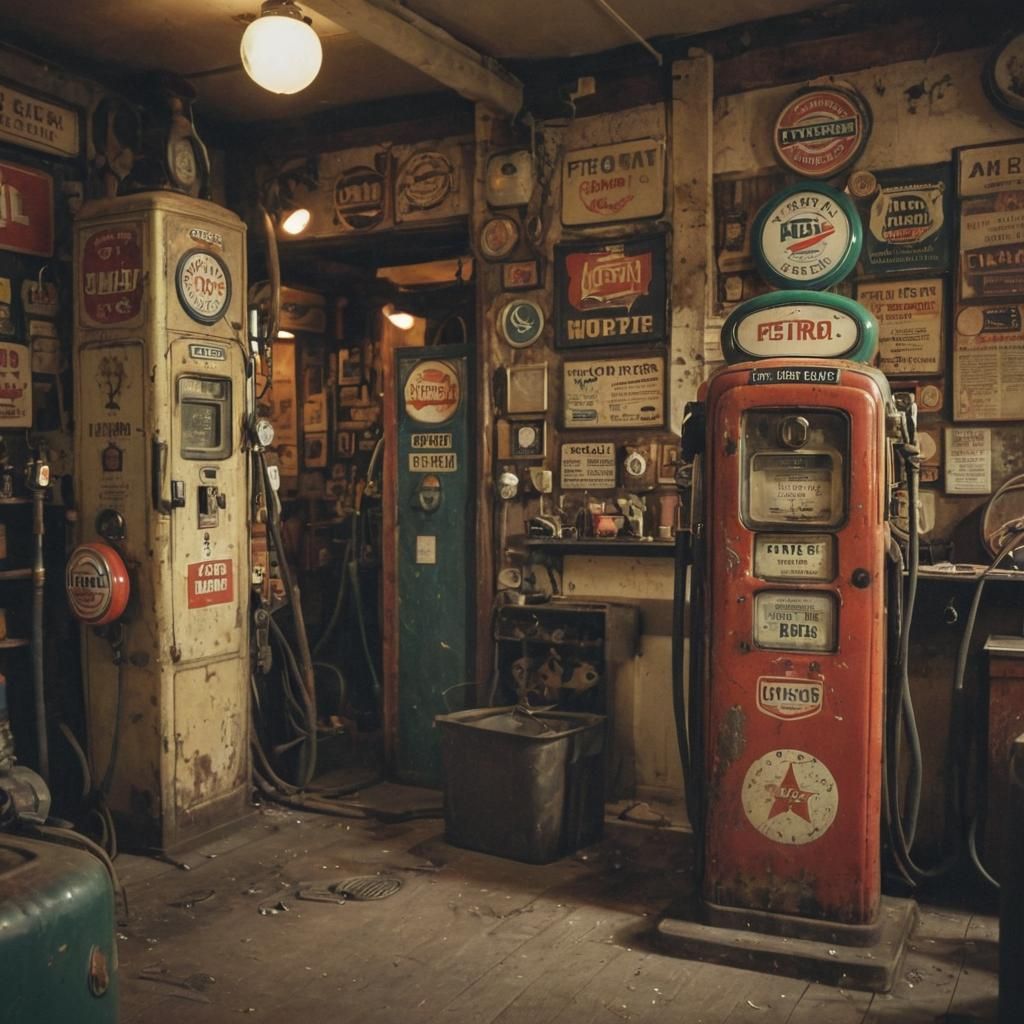 Retro Petrol Pump in Industrial Man Cave