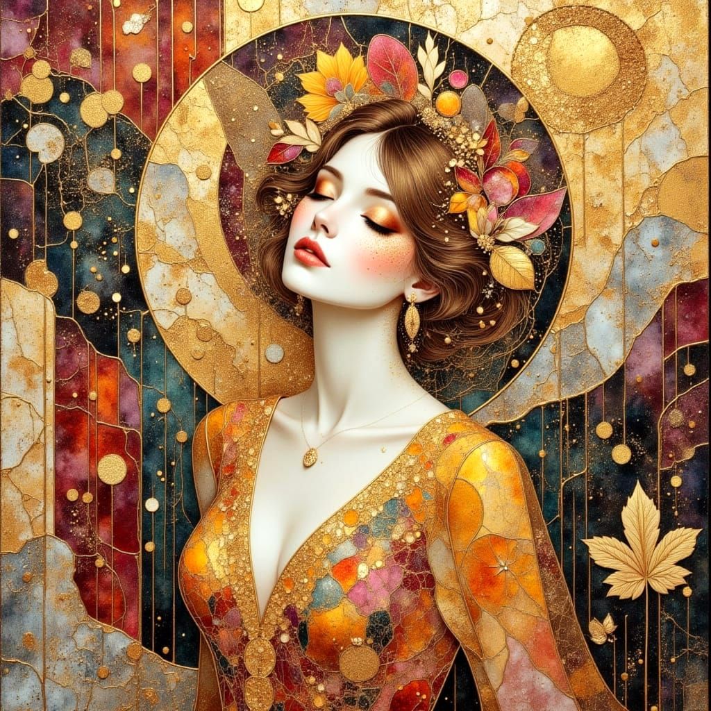 Art Deco Woman in Mixed Media Collage