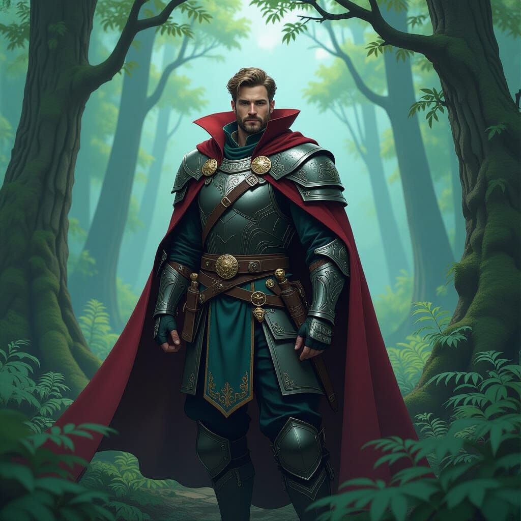 Benevolent Fantasy Gentleman in Mystical Forest