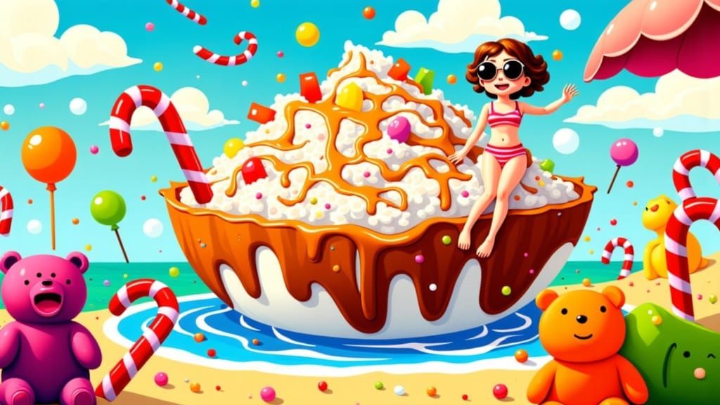 Surreal Dessert Paradise in Vibrant Colors