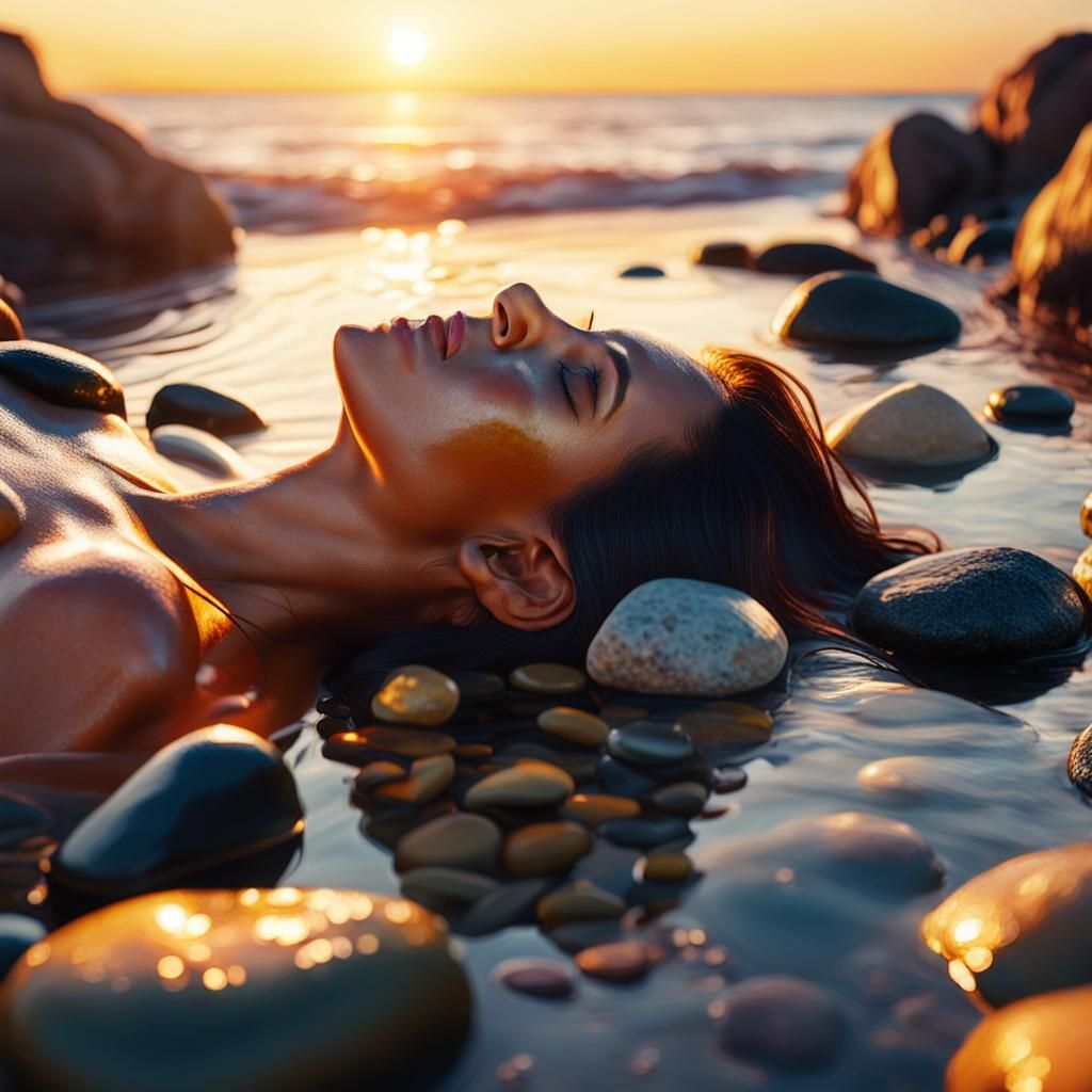 Sunset Beach Hot Stone Therapy, Impressionistic Style