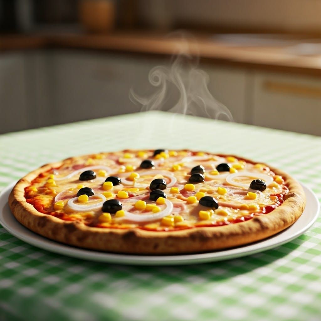 Hyperrealistic, Photorealistic Pizza with Golden-Brown Chees...