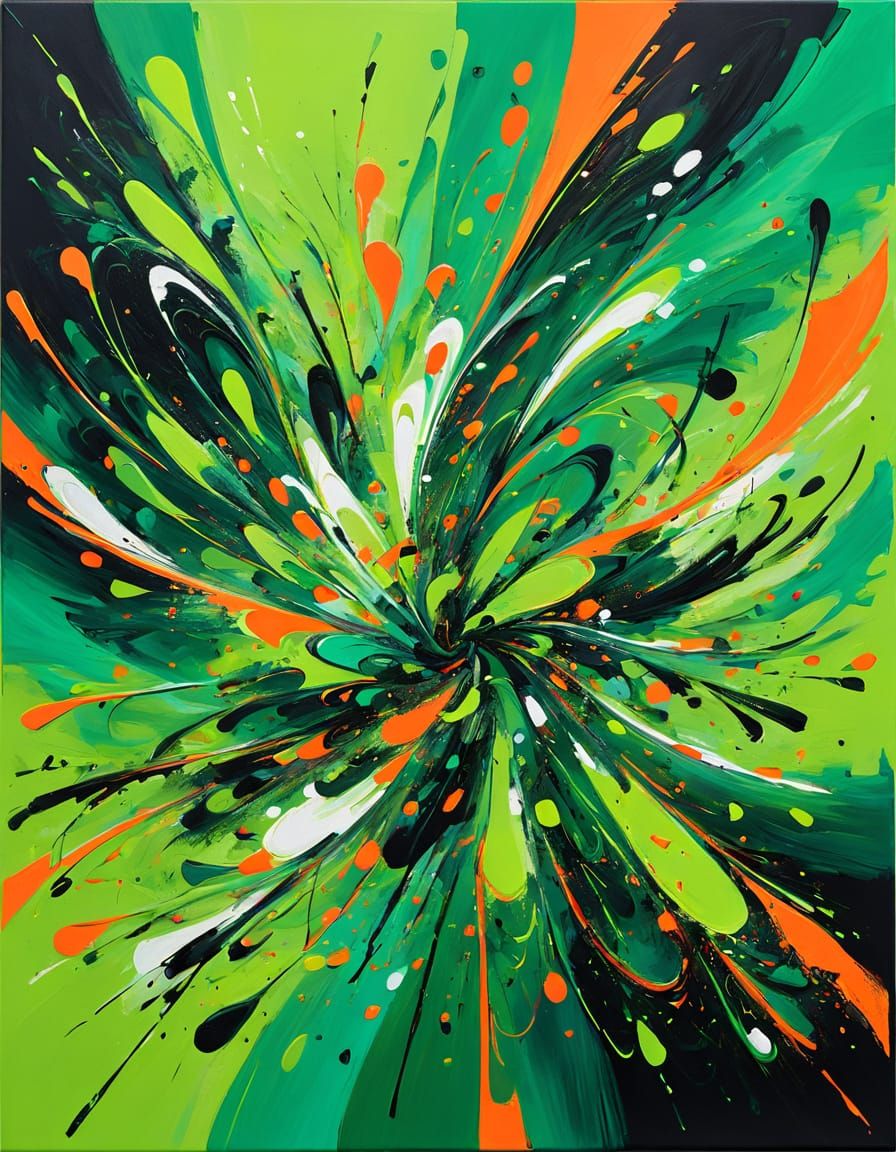 Dynamic Neon Abstract Expressionist Painting