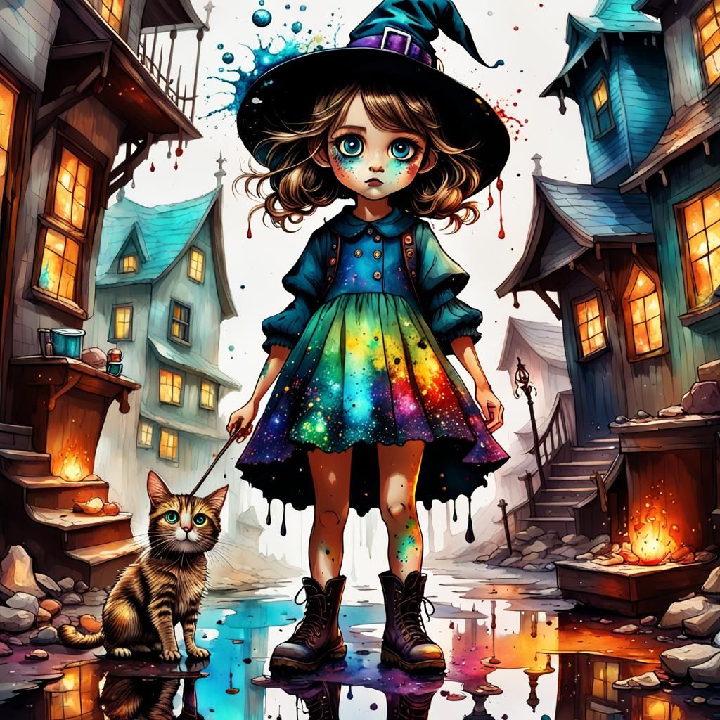 Cute Creature in Urban Fairy Tale, Splatter Art