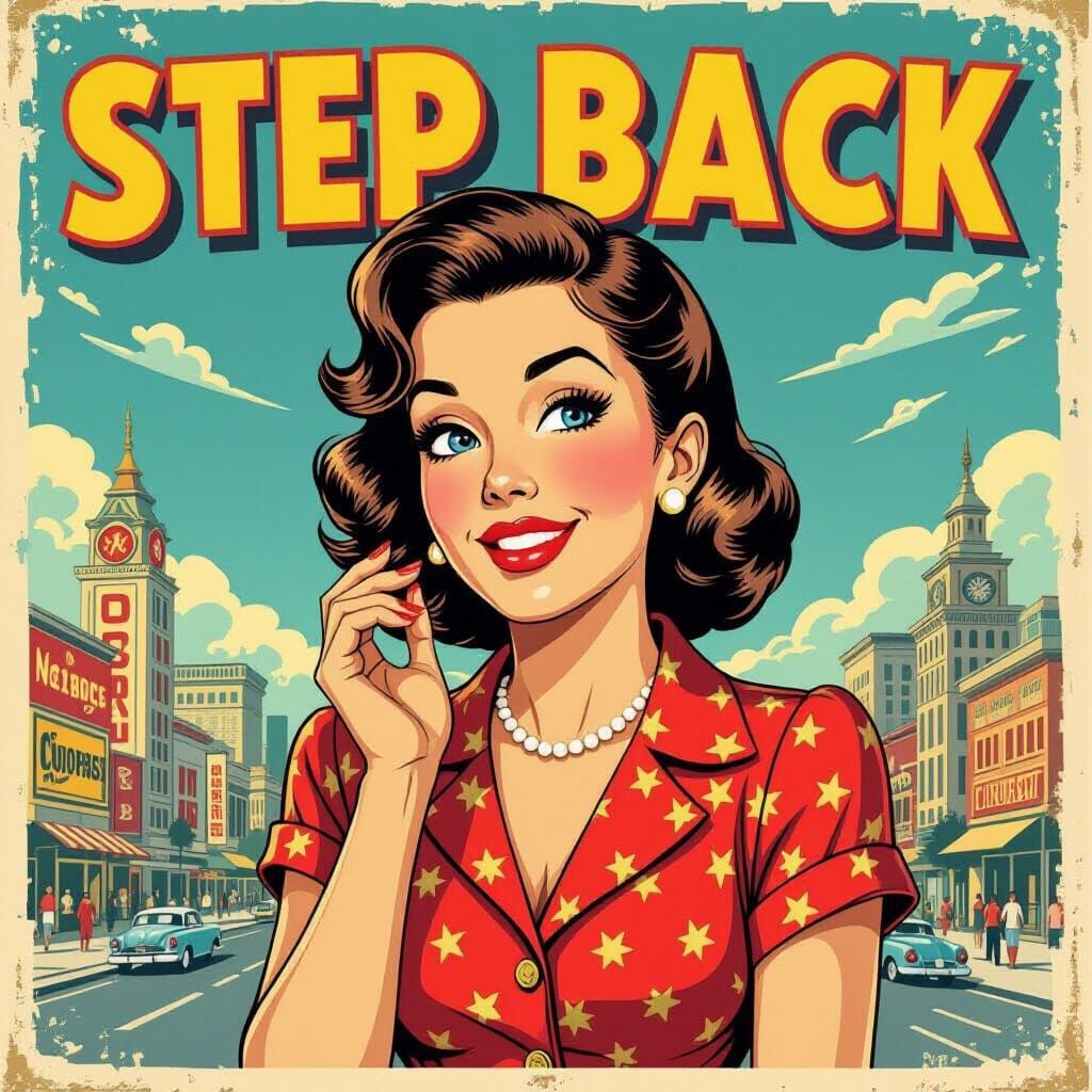 Vintage Cartoon Scene in Classic Print Palette