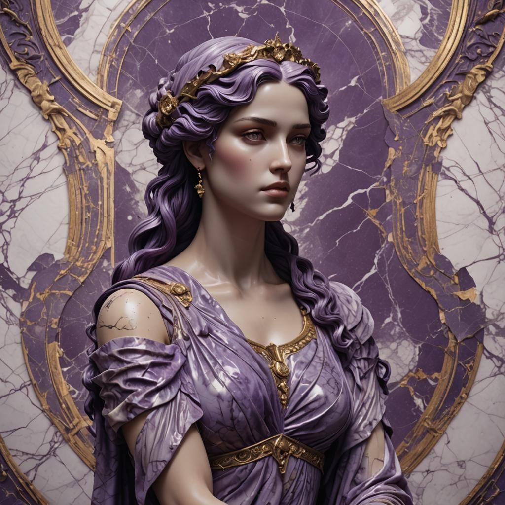 Purple Marble Neoclassical Female Form, Detailed Matte Paint...