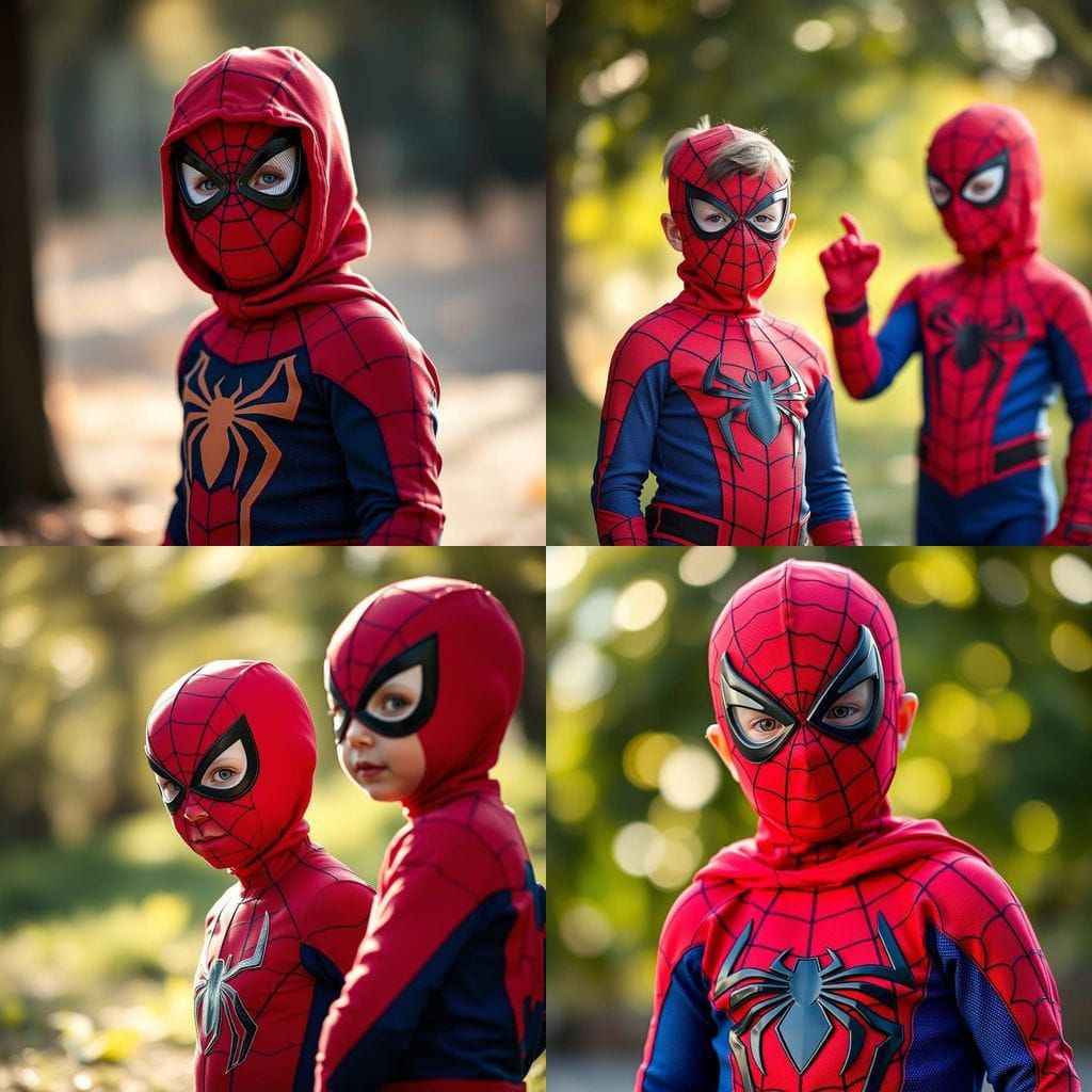 Young Heroes Embodying Spiderman