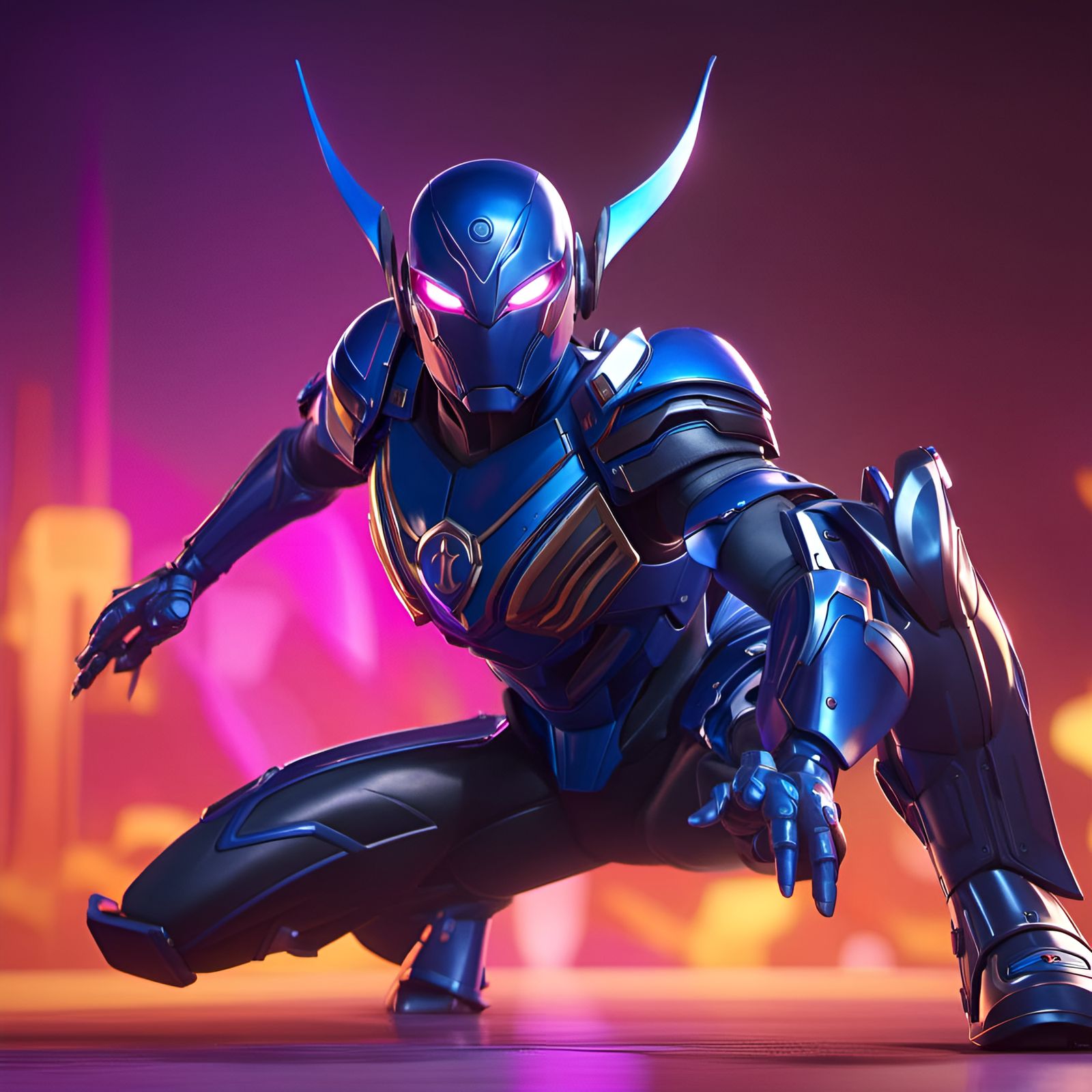 Blue Beetle Superhero in Pixar 3D Digital Art