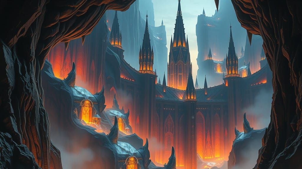 Subterranean Metropolis in a Dreamlike Dusk