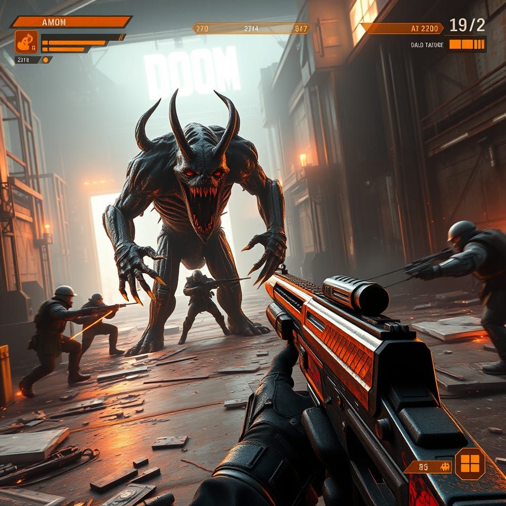 Post-Apocalyptic First-Person Shooter Scene