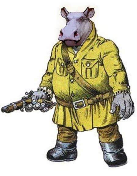 Hippo-Headed Giff Explorer Portrait in Detailed Style