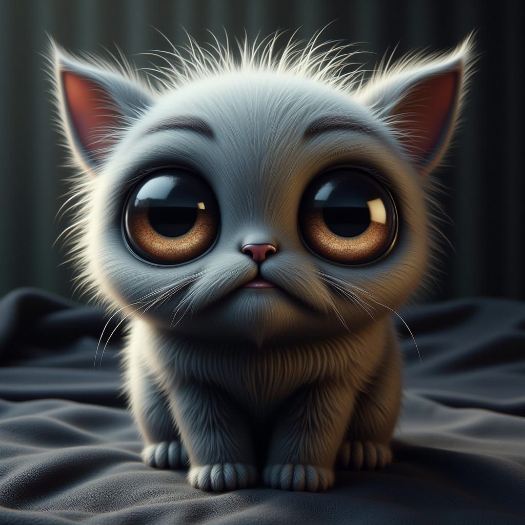 Adorable Furry Creature with Marble Eyes