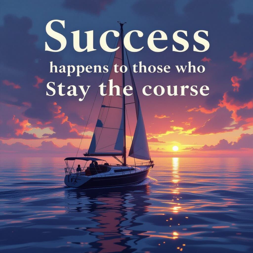 Glowing Sailboat with Motivational Text in Mead Style