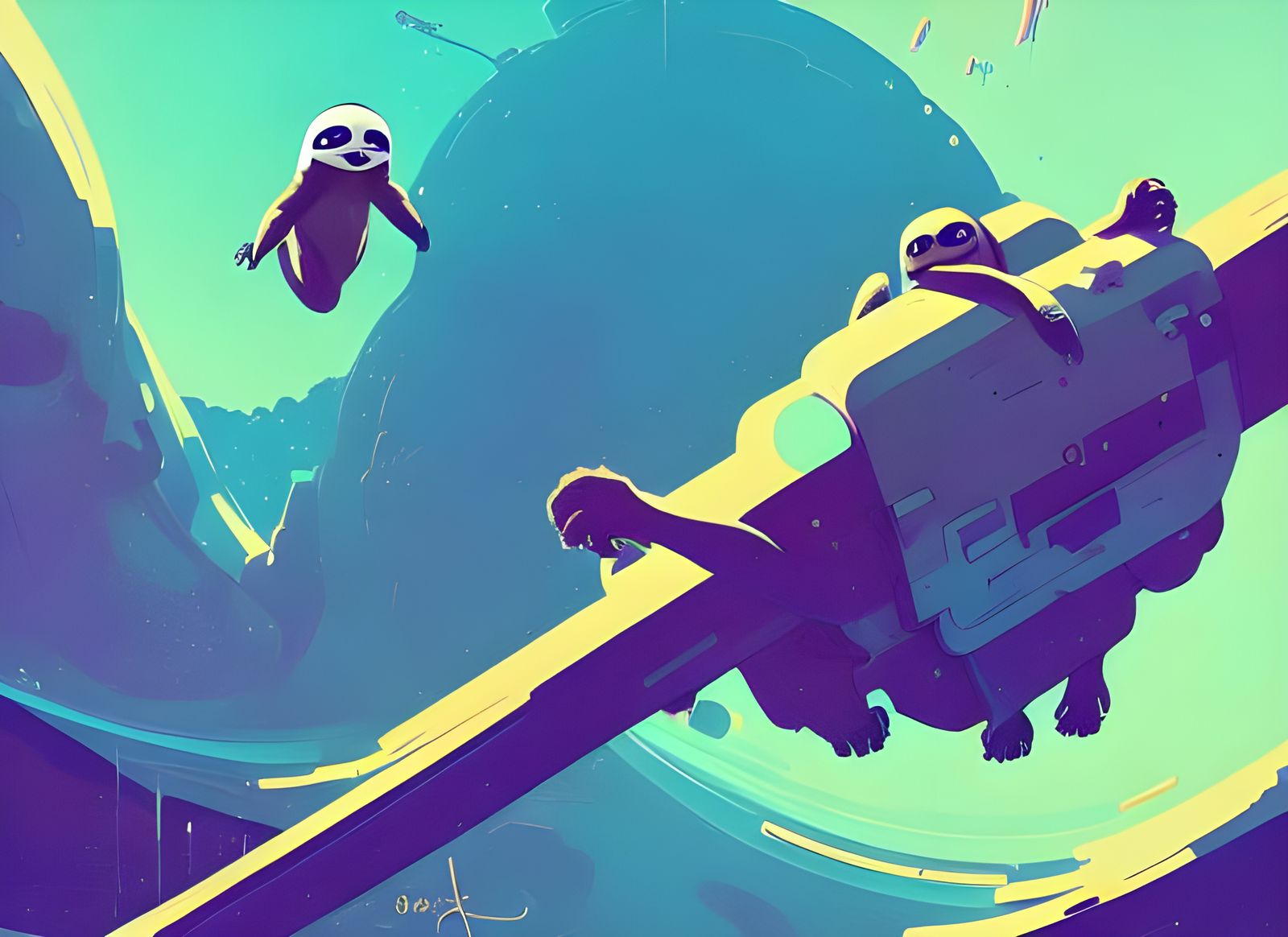 Astronaut Sloth in Space: Digital Illustration