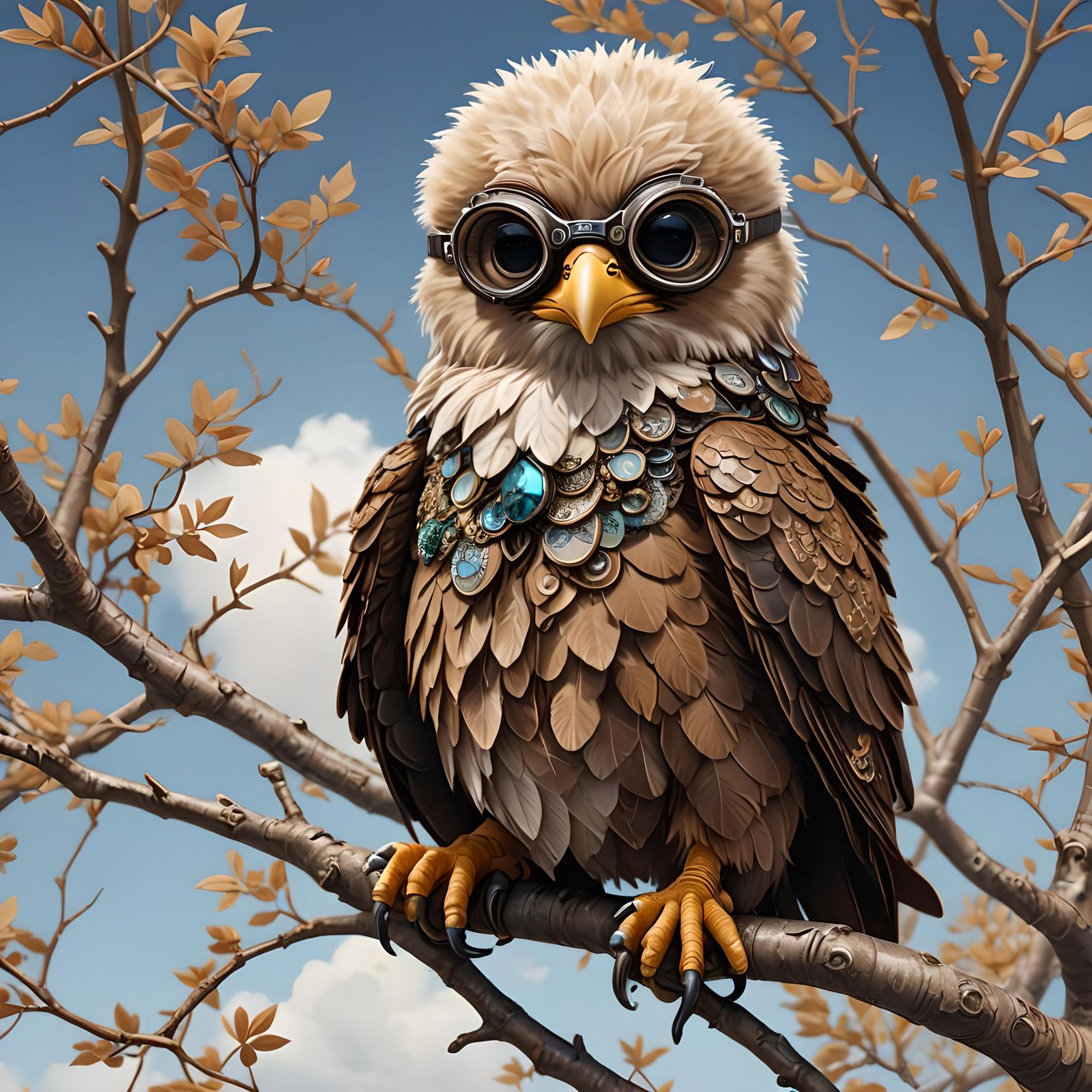 Adorable Chibi Eagle Pilot in Digital Art Style