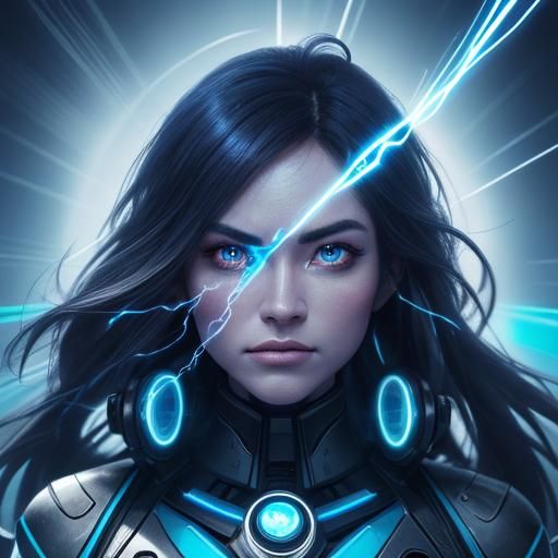 AI MOON MOON Concept Art with Lightning Symbols