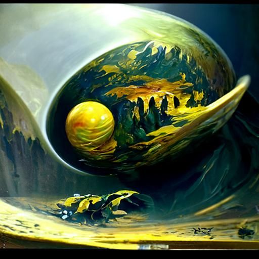Alien World Landscape as Oil Painting