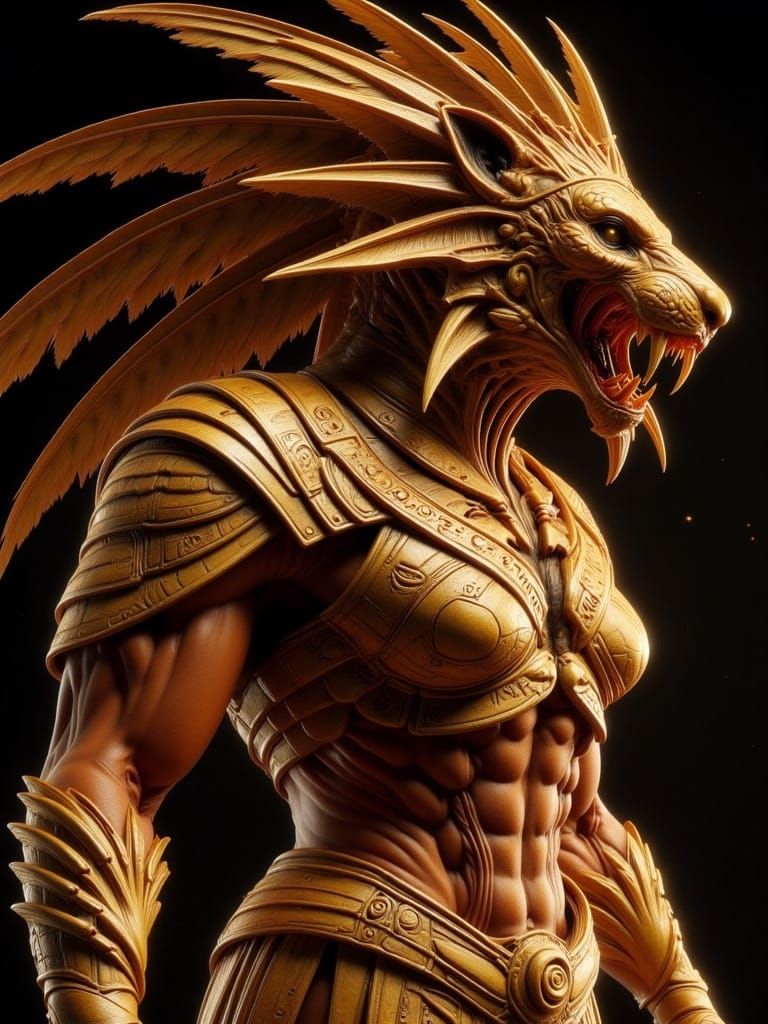 Lion-Headed Goddess Sekhmet in Golden Armor