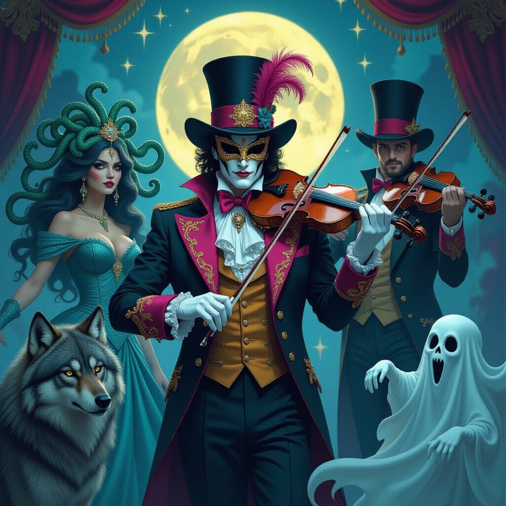 Mystical Ringmaster's Masquerade in a Gothic Carnival
